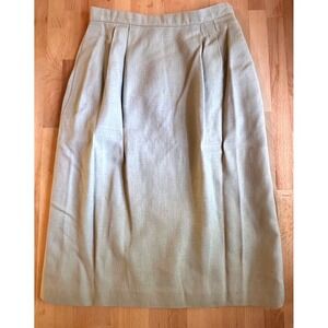 Vintage‎ Tan Linen Blend Midi Pleated Skirt Womens Size 4